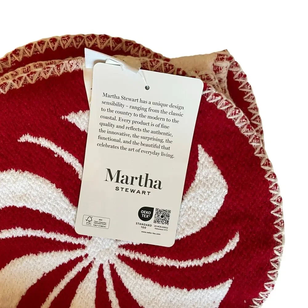 Martha Stewart Christmas Throw 50x70 Holiday Peppermint Candy Red White NEW